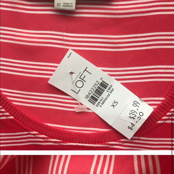 NWT Loft Pink & White Striped Sleeveless Blouse - Picture 6 of 8